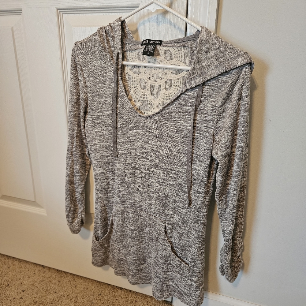 Women's Gray Lace Sweater Hoodie
